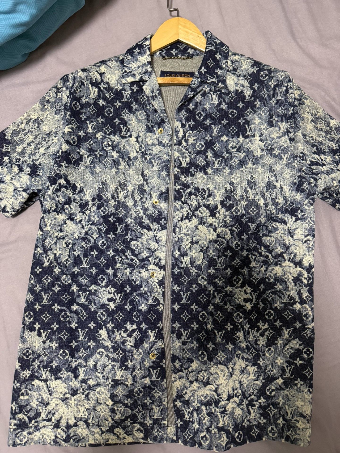 LOUIS VUITTON Tie-Dye Logo Full Print Casual Short Sleeve S