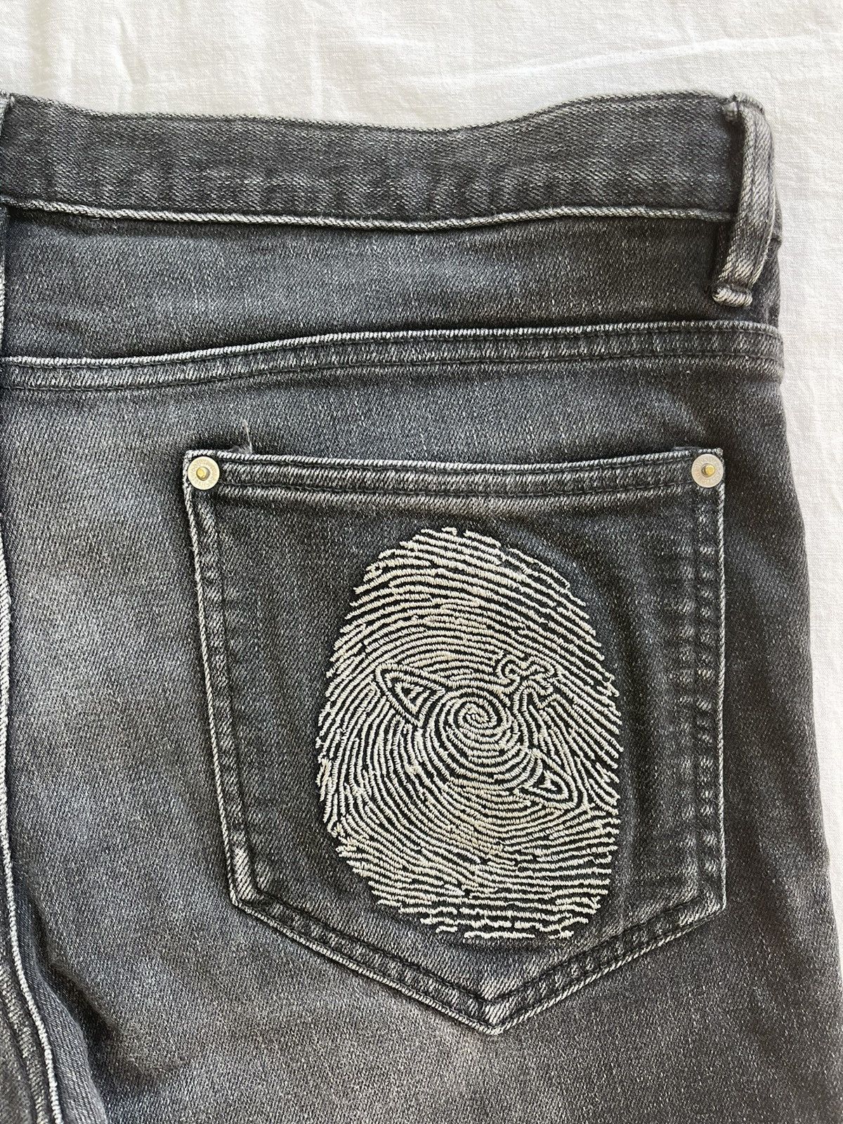 image of Vivienne Westwood Man Finger Print Orb Embroidery Denim in Black, Men's (Size 34)