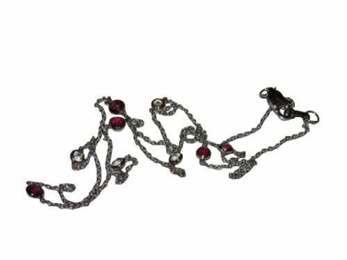 Designer 14 kt White Gold Ruby and White Sapphire Eternity Necklace Size ONE SIZE - 4 Thumbnail