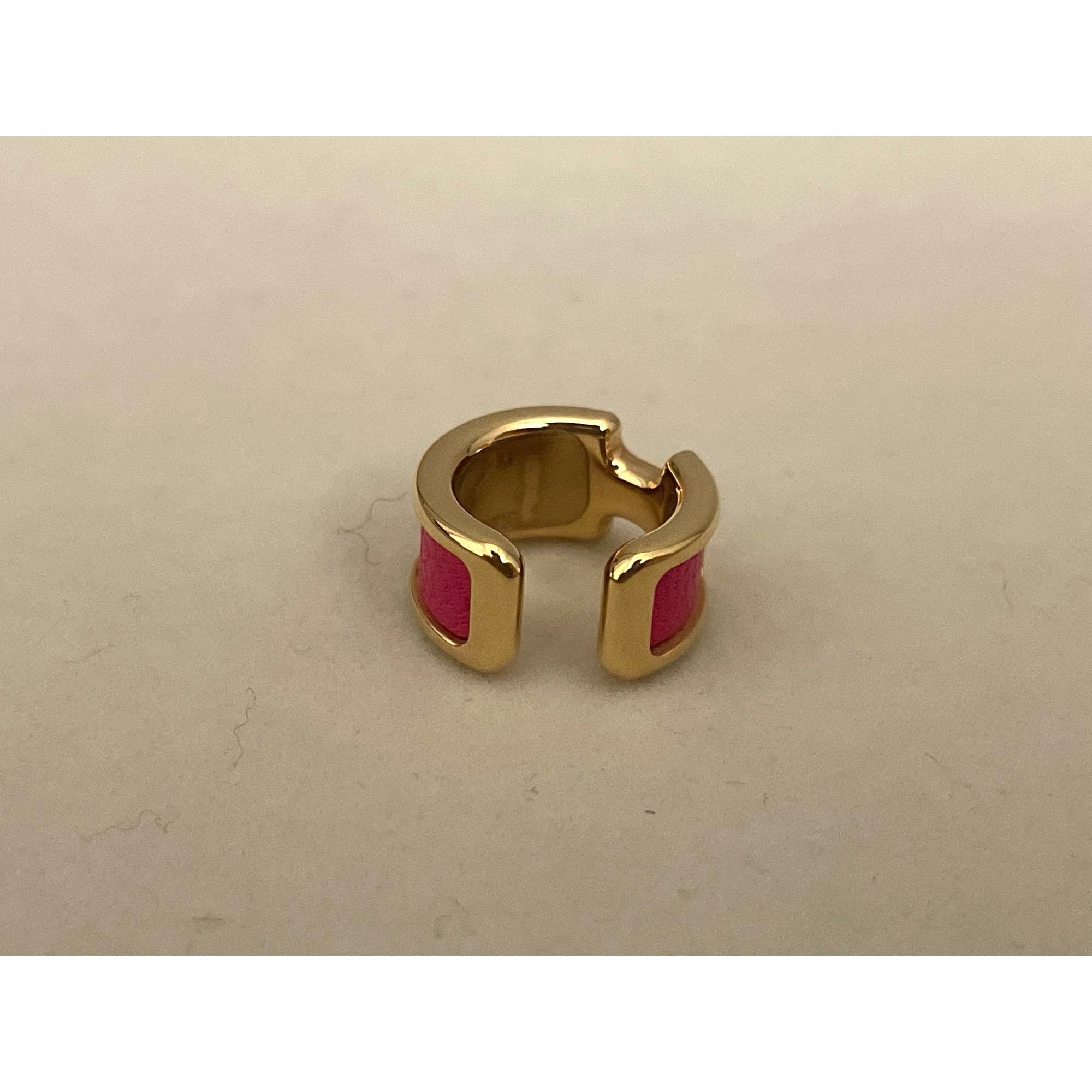 Hermes Hermès Pink Enamel & Gold Plated Clic Ear Cuff Size ONE SIZE - 1 Thumbnail