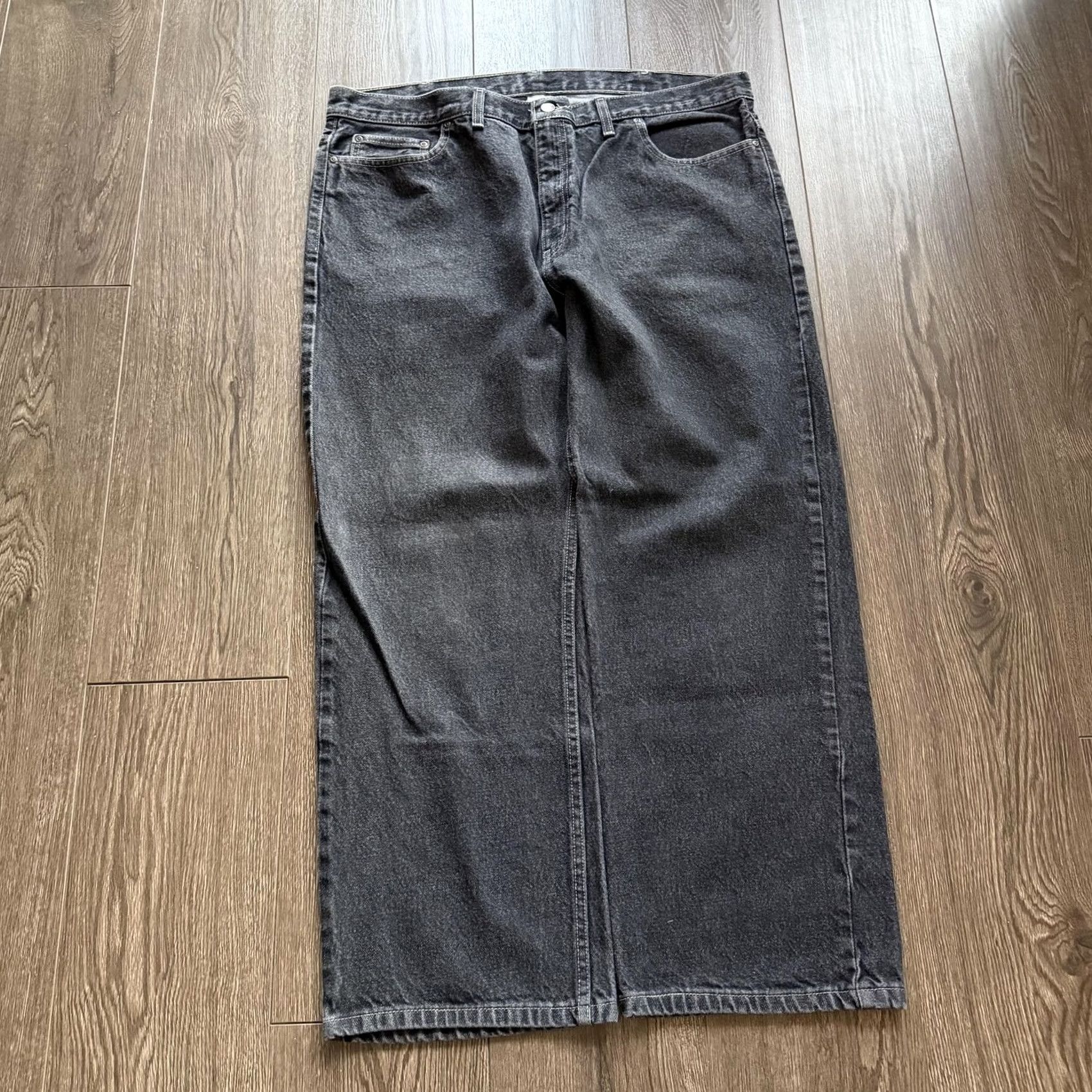Denime Relaxed Fit Jeans Mens 40x30 Gray Dark Wash Denim Baggy Wide Leg Y2K Skater Grunge Casual Size US 40 / EU 56 - 4 Thumbnail