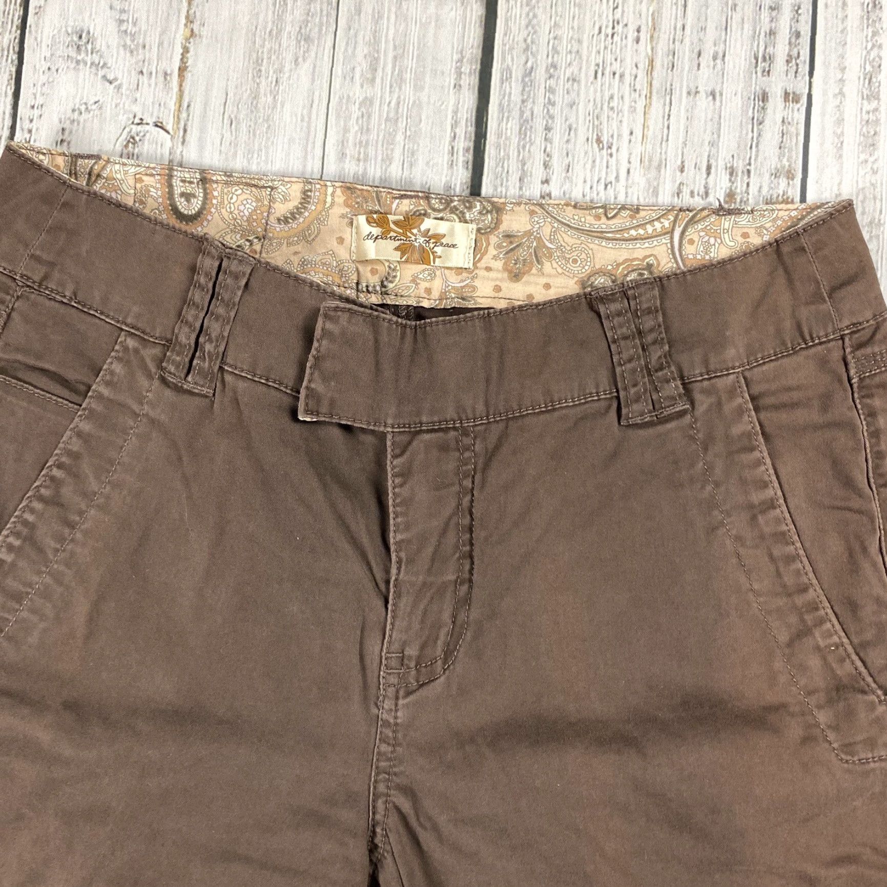Vintage VINTAGE 90s Y2K Department of Peace Brown Cuffed Capri Pants Womens 32x22 Grunge Festival Size 24" / US 00 / IT 34 - 2 Thumbnail