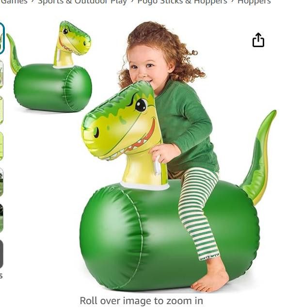 NBDN Nobrandedon Green Dinosaur Inflatable Hopping Animal up to 250 lbs Size ONE SIZE - 1 Thumbnail