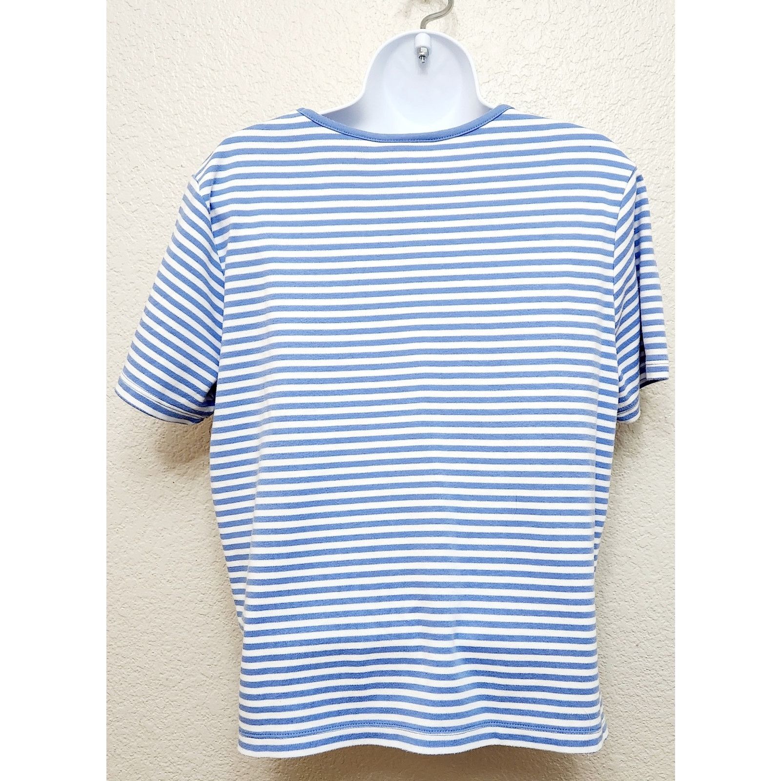 Other Draper's & Damon's Blue White Striped Round Neck Top Large Size L / US 10 / IT 46 - 3 Thumbnail