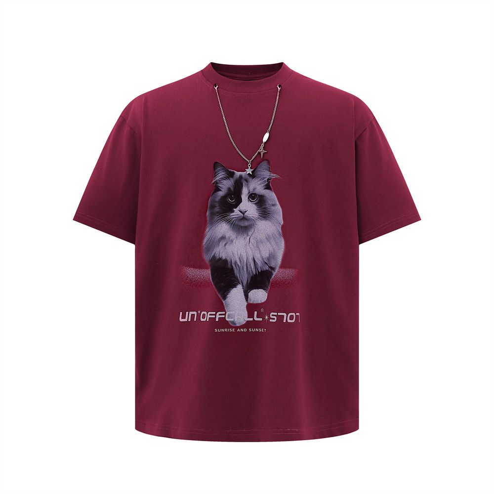 Japanese Brand × Vintage Men's short-sleeved T-shirt with cat print necklace Size US M / EU 48-50 / 2 - 1 Thumbnail
