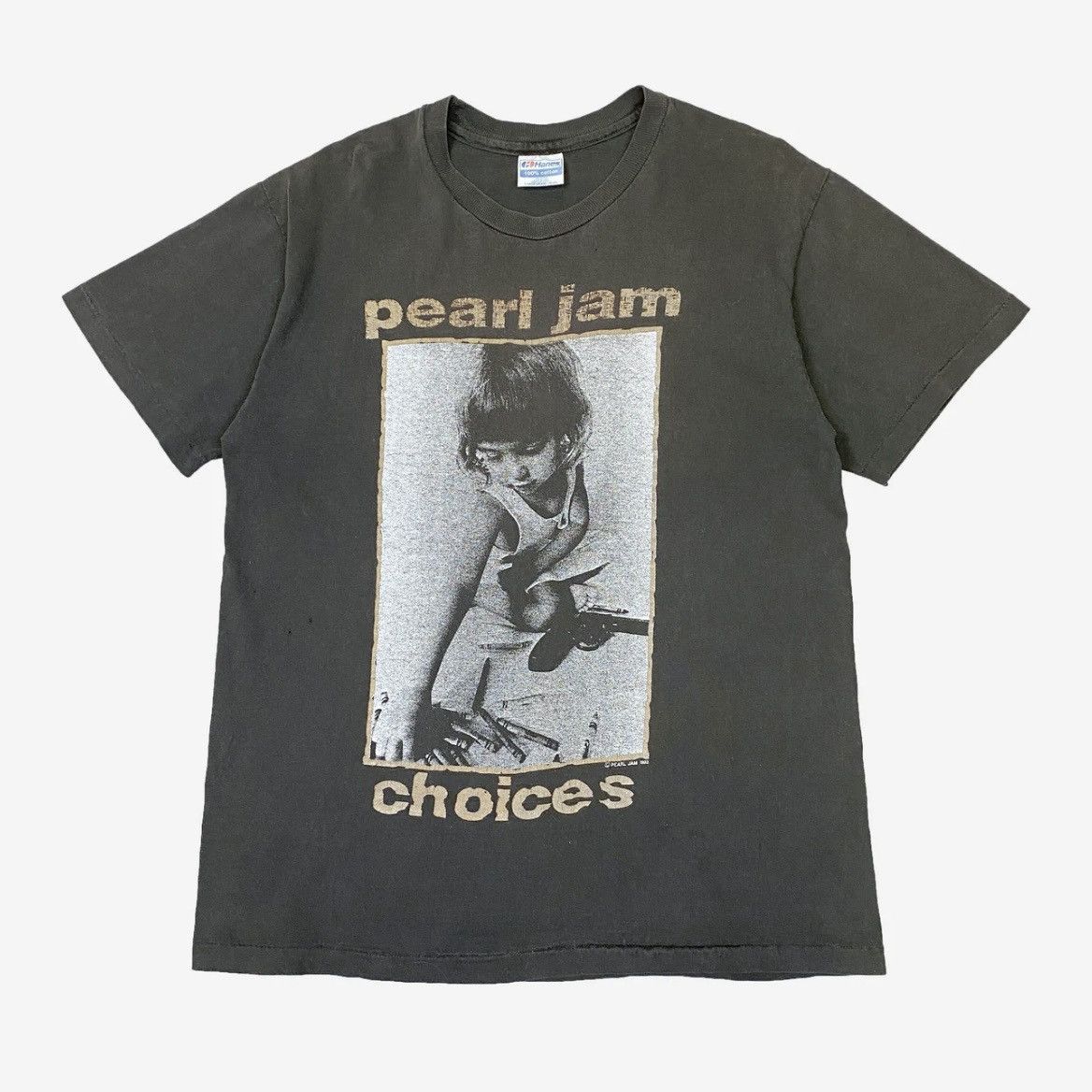 Vintage 1992 Pearl Jam "Choices" tee Large Hanes faded black Size US L / EU 52-54 / 3 - 1 Thumbnail