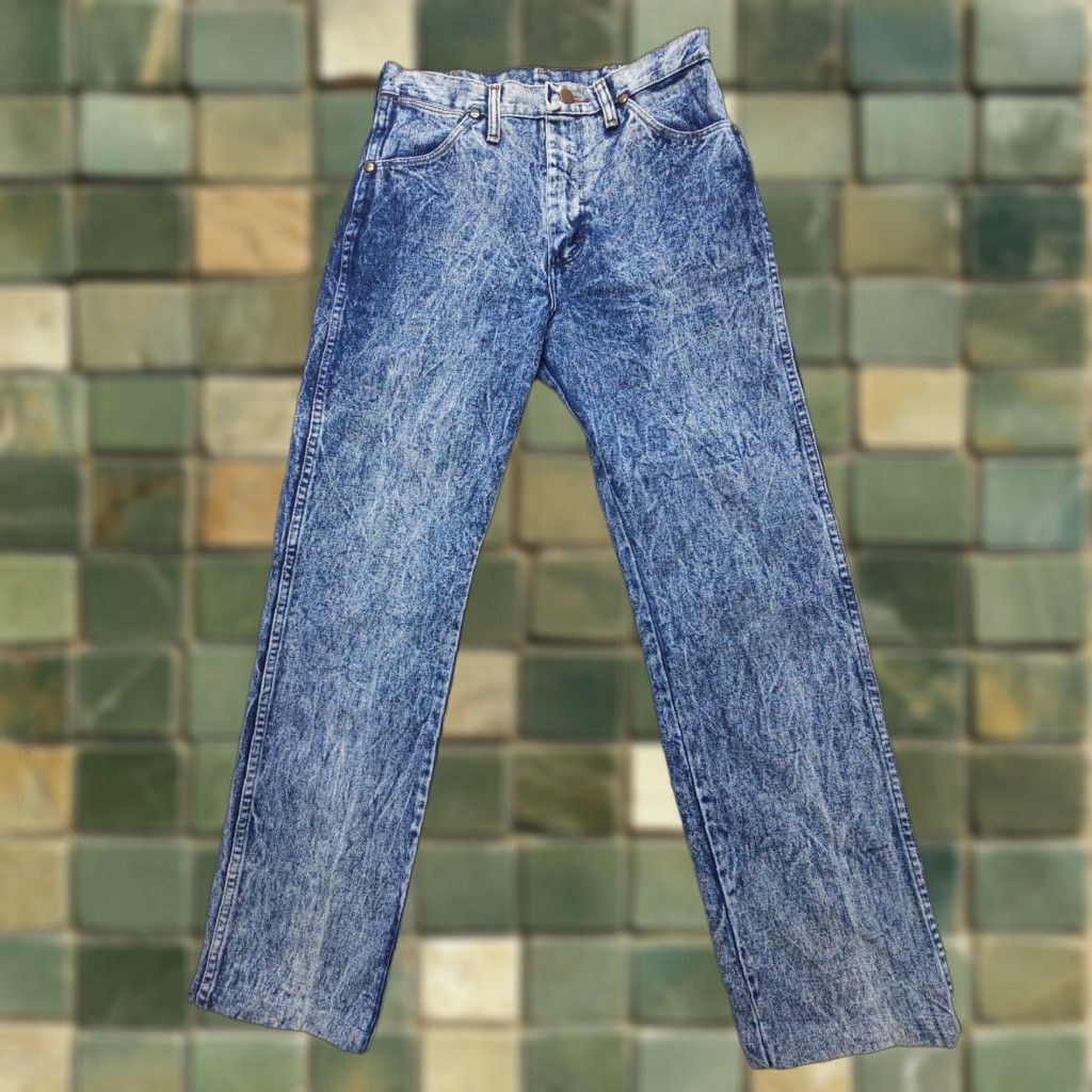 Wrangler VINTAGE Wrangler High Rise Jeans Womens 13 (28x29") Acid Wash Blue Straight 80s 90s Cowgirl Size 34" / US 12 / IT 48 - 1 Thumbnail