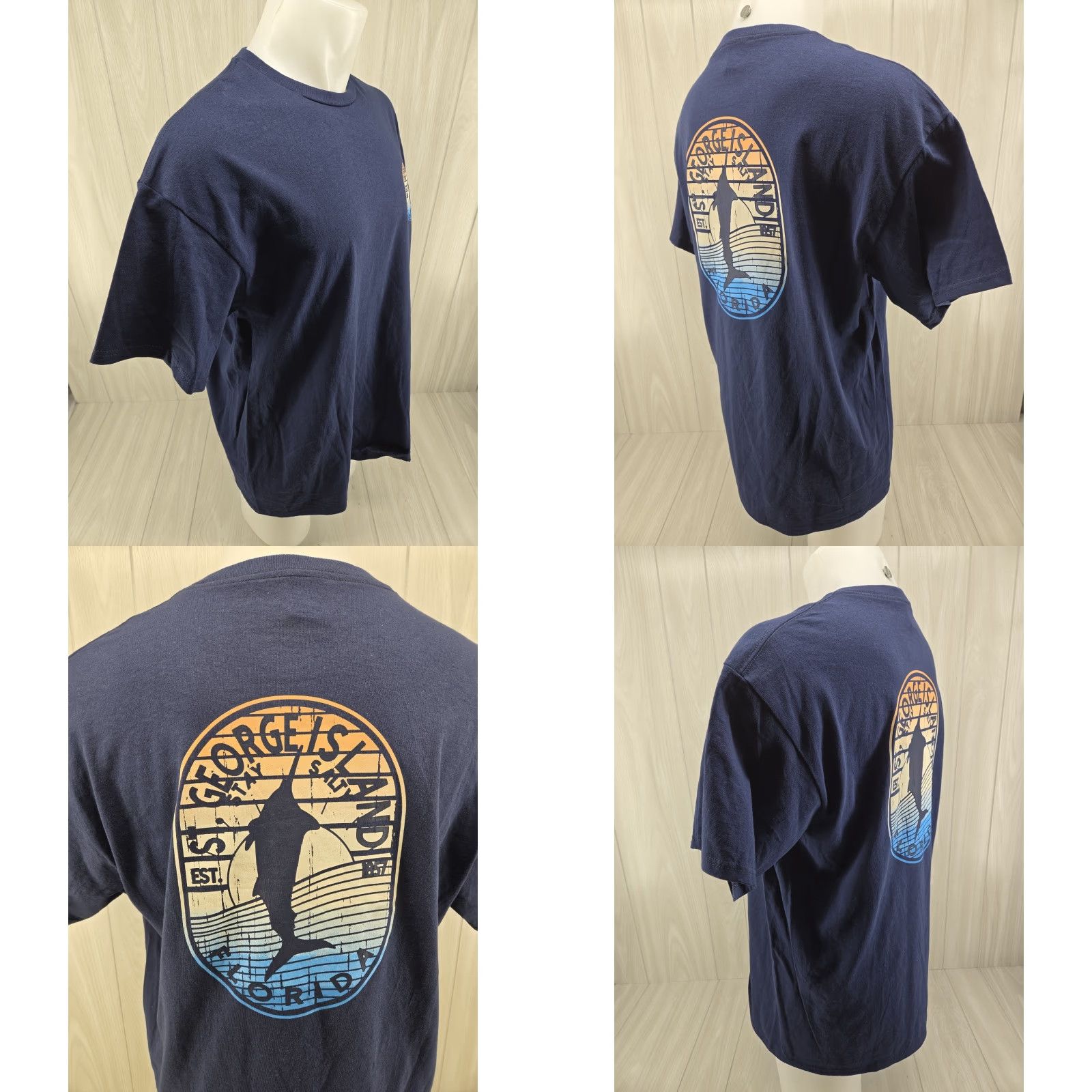 Delta ST GEORGE ISLAND FLORIDA SHORT SLEEVE T-SHIRT XL BLUE Unisex Adults Shirt Mens Womens Size US XL / EU 56 / 4 - 8 Thumbnail