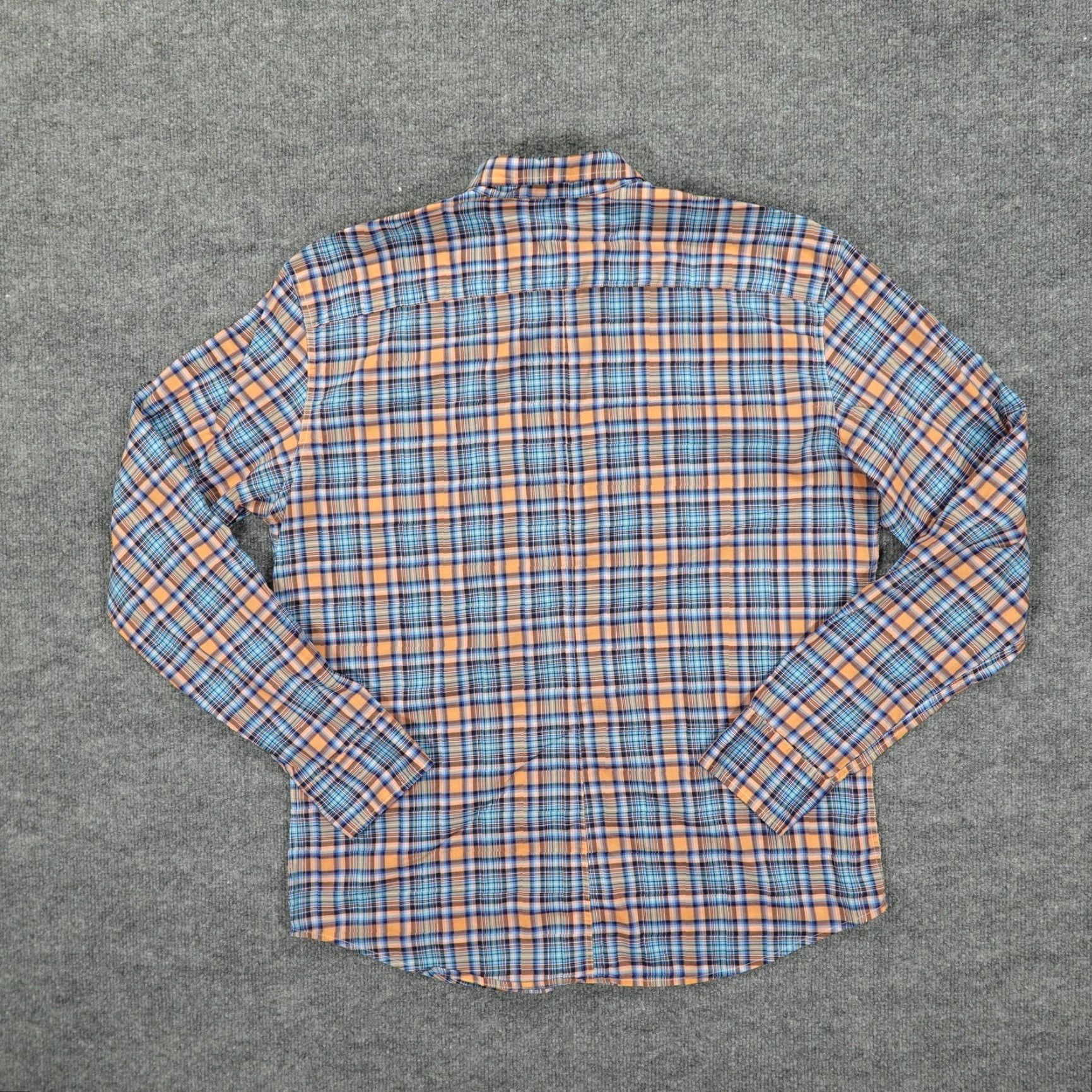 Frank & Eileen Frank & Eileen Shirt Mens Large Orange Blue Plaid Button-Down Paul Made in USA Size US L / EU 52-54 / 3 - 6 Thumbnail