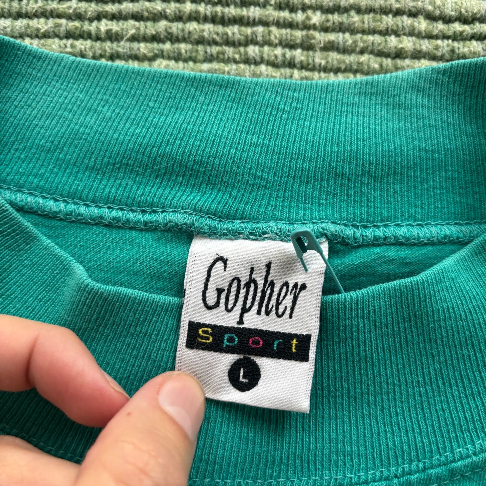 Vintage Vintage 90s Teal Green Heart Mock Neck Long Sleeve Shirt Size US L / EU 52-54 / 3 - 3 Thumbnail
