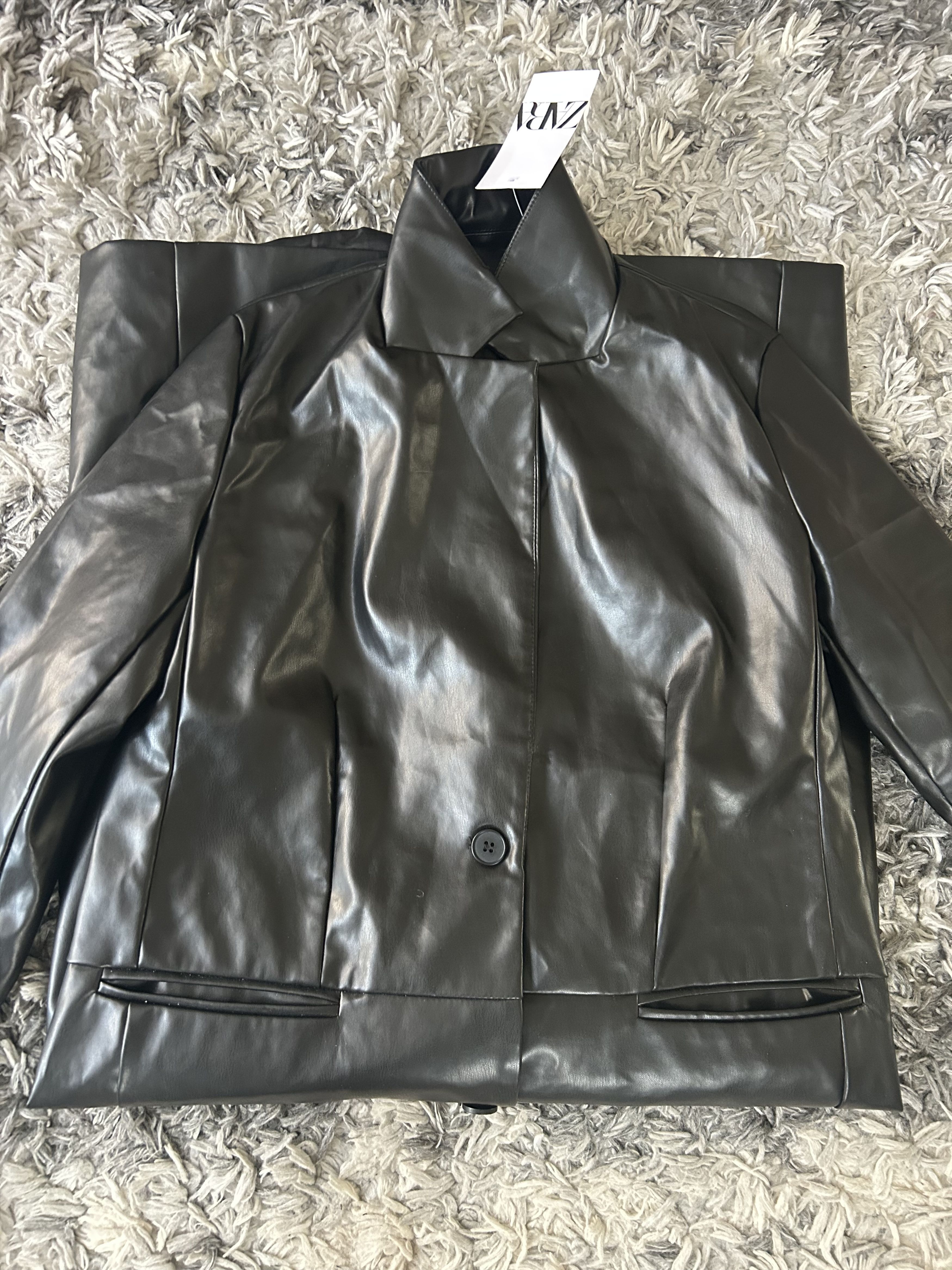 Zara Faux Leather Trench Coat Size L / US 10 / IT 46 - 4 Thumbnail