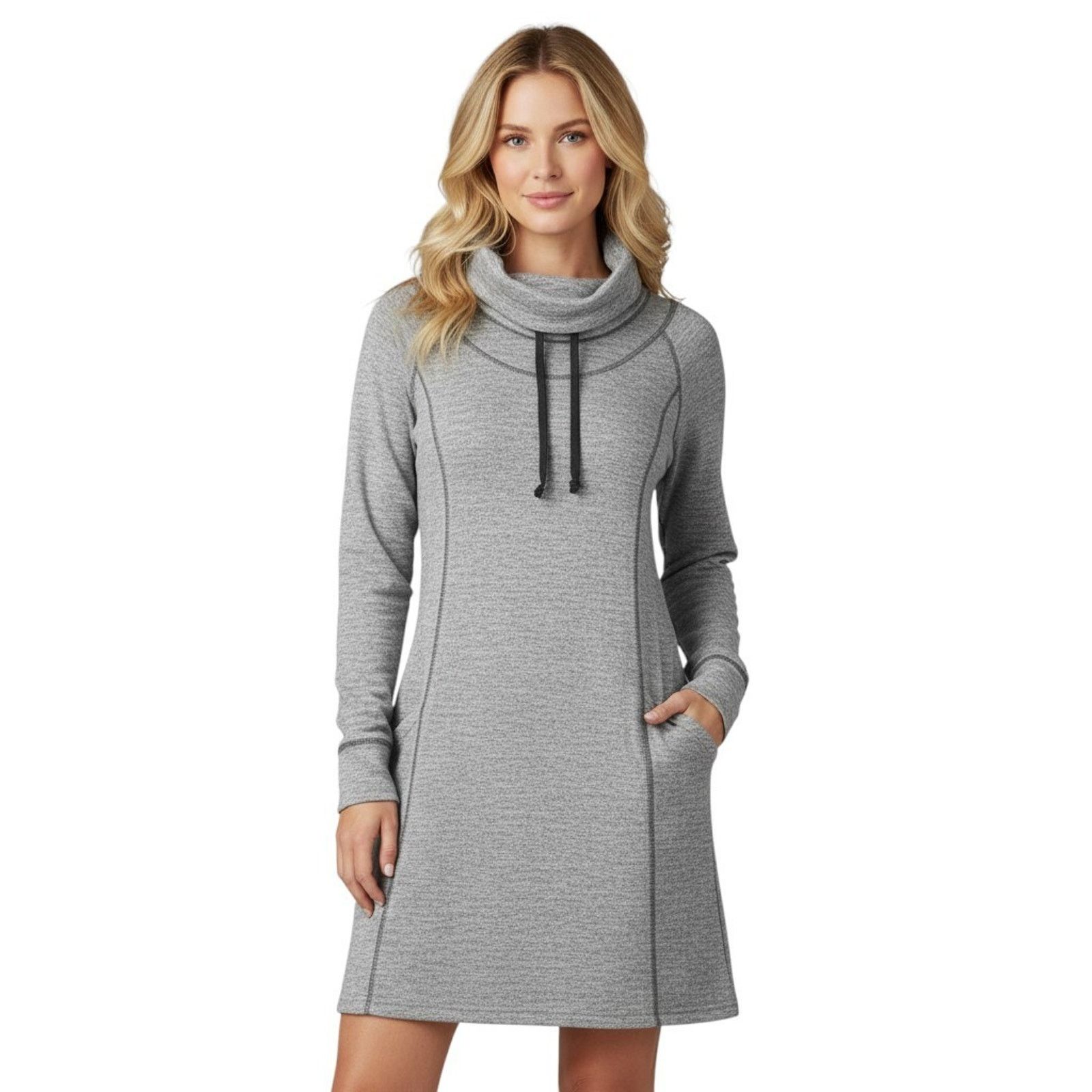 Kuhl Kuhl Womens Lea Dress Sweater XS Heather Gray Cowl Neck Size XS / US 0-2 / IT 36-38 - 1 Thumbnail