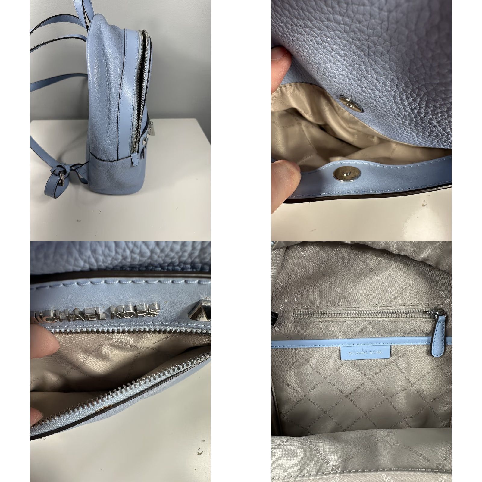Michael Kors **Michael Kors Kenly Medium Blue Pebbled Leather Women's Backpack** User: Michael Kors Kenly Medium Blue Pebbled Leather Women's Backpack Size ONE SIZE - 8 Thumbnail