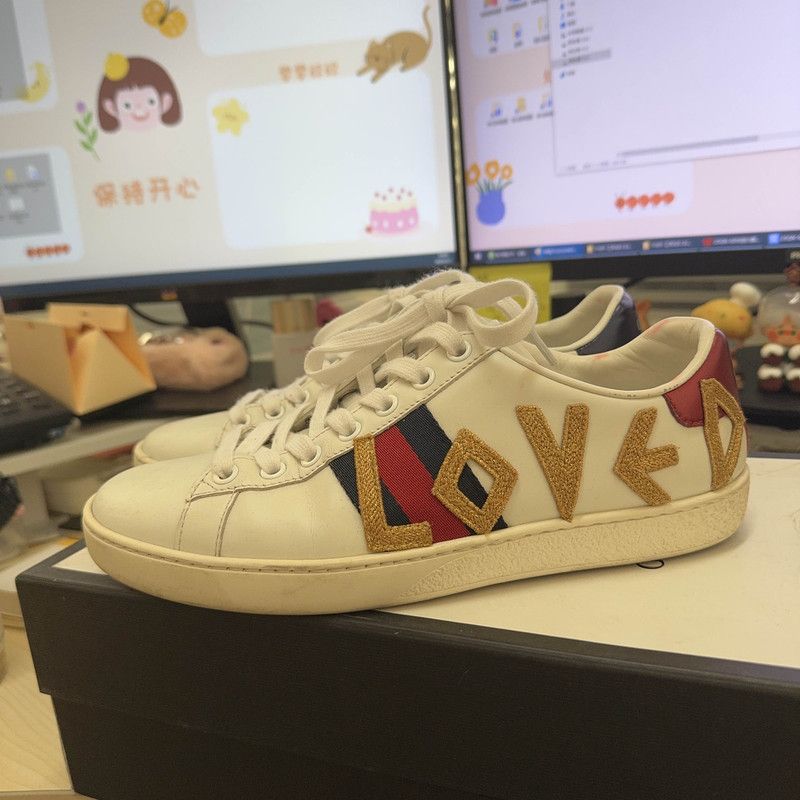 Gucci Gucci Leather Embroidered Ace Sneakers for Women 0079 Size US 6.5 / IT 36.5 - 1 Thumbnail