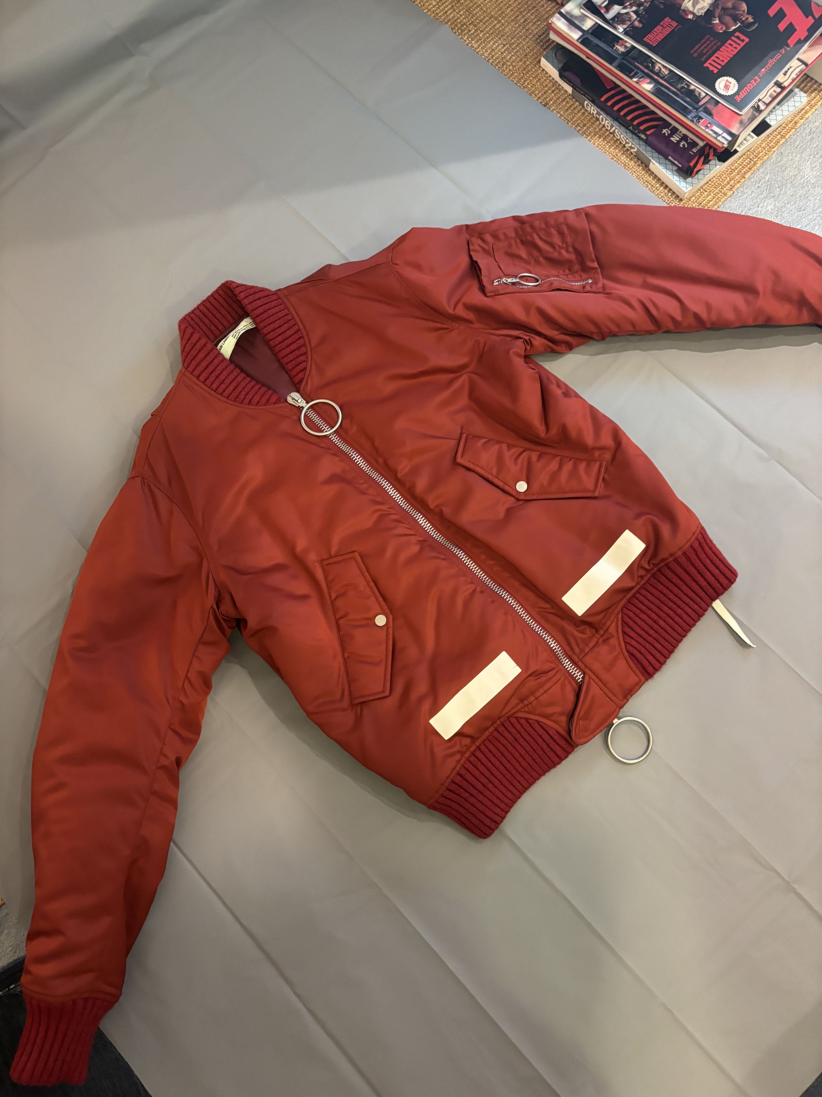 Off-White Veste bombers en nylon bordeaux Off-White en tbe Size US L / EU 52-54 / 3 - 2 Thumbnail