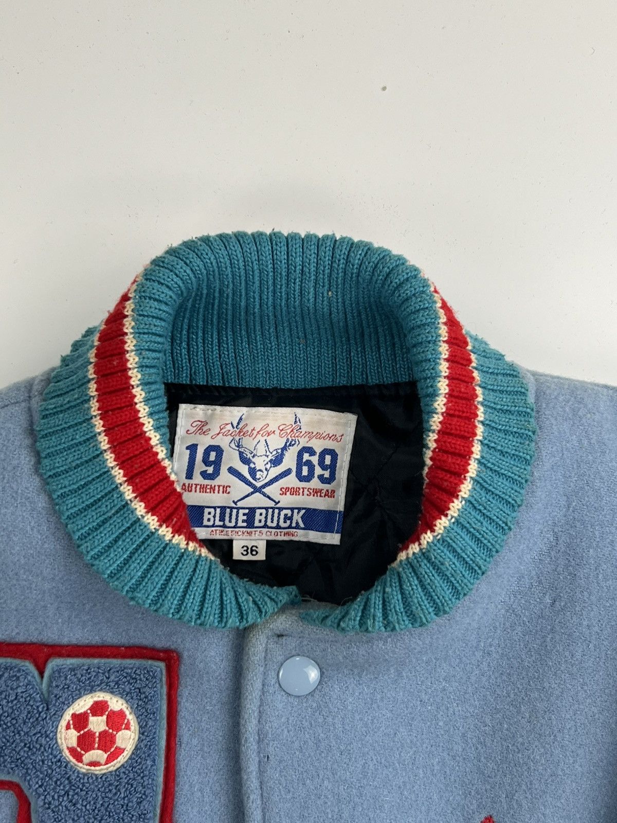Japanese Brand VINTAGE BLUE BUCK VARSITY JACKET Size US XXS / EU 40 - 8 Thumbnail