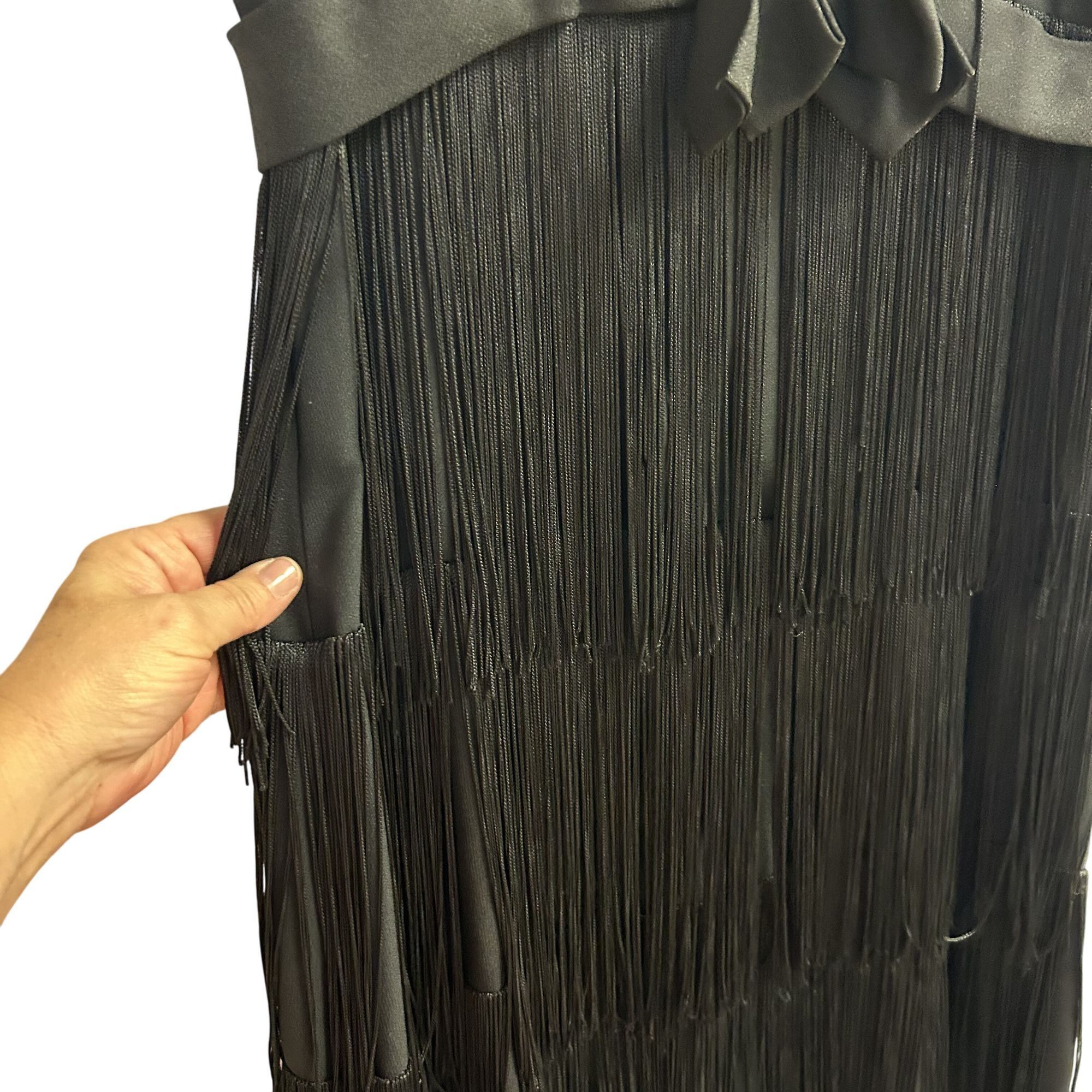 Vintage 1920's Black 3 Tier TASSEL Evening Cocktail FLAPPER Dress S Size S / US 4 / IT 40 - 14 Thumbnail