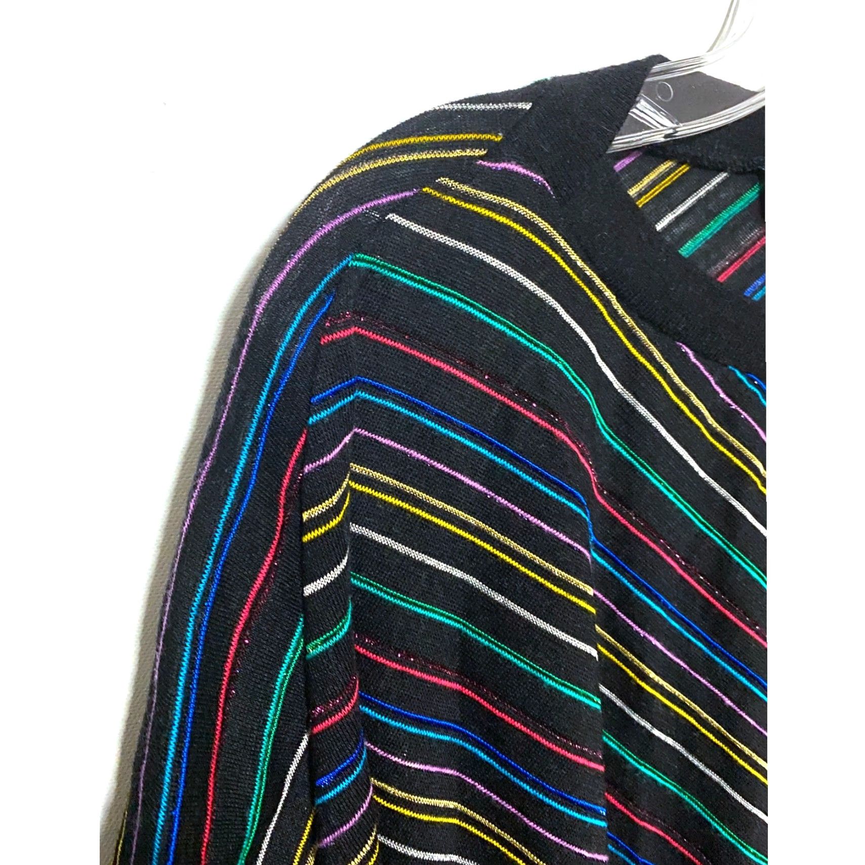 Rainbow VINTAGE Gould Rainbow Striped Sweater Womens S Military USA Made Pullover 70s Boho Retro Size S / US 4 / IT 40 - 3 Thumbnail