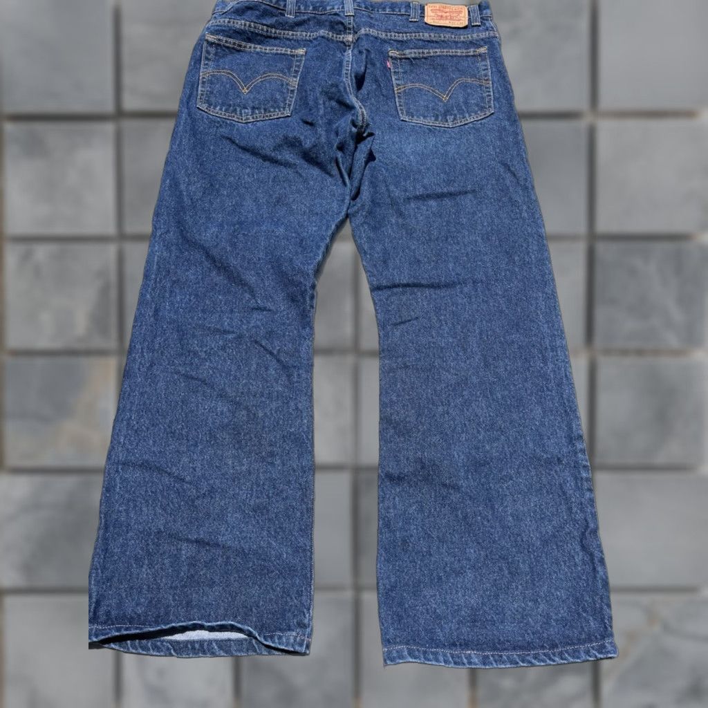 Levi's Jeans 517 Blue Denim Solid 42x32 Relaxed Bootcut Wide Y2K Oversized Men's Regular 90s Cowboy Classic Boot cut Jeans Mens