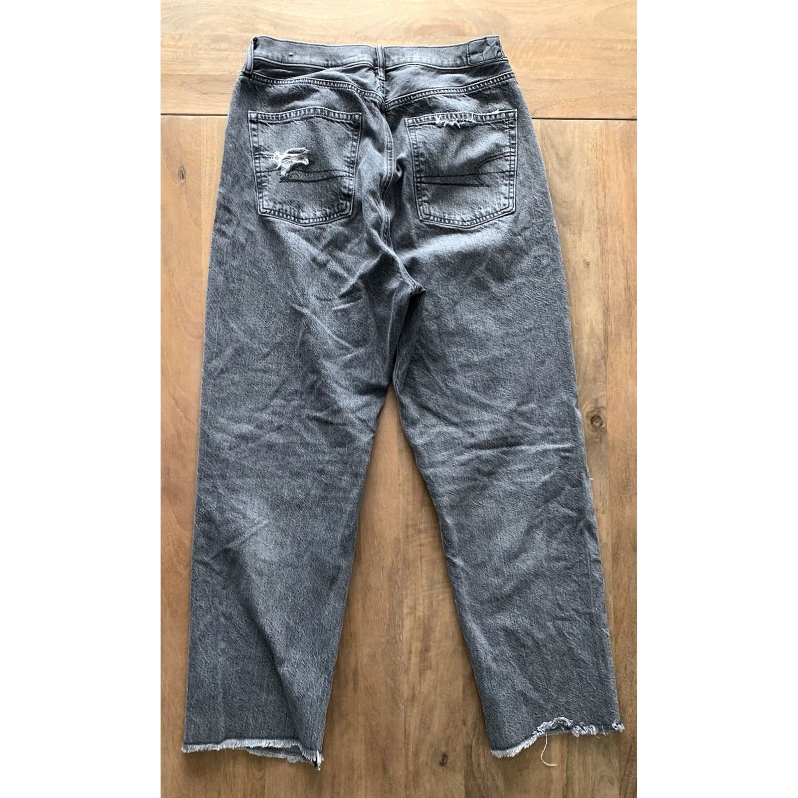 American Eagle Outfitters VINTAGE American Eagle Jeans Womens 12R 30x27 Higher Rise 90s Boyfriend Distressed Black Size 30" / US 8 / IT 44 - 2 Thumbnail