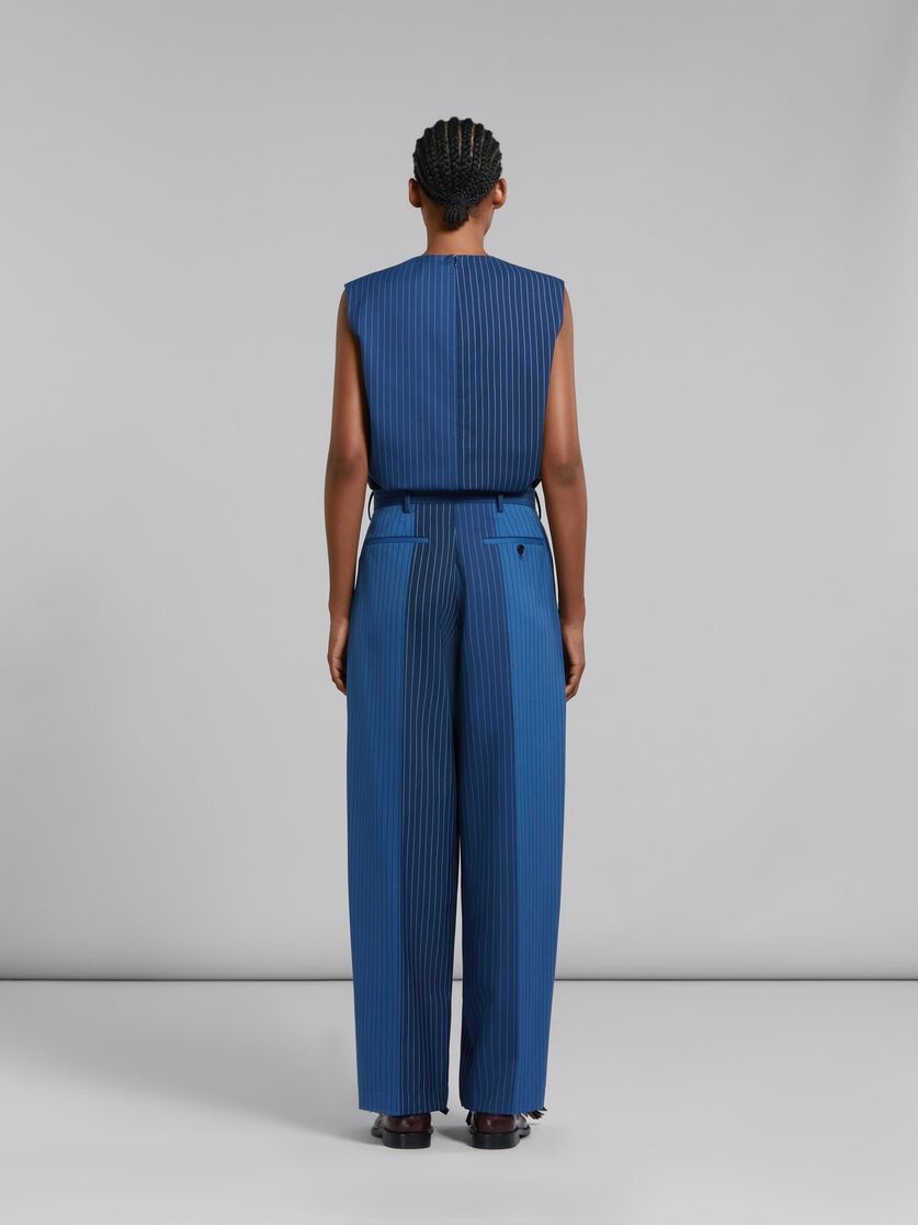 Marni o1f1d3z0525 Dégradé Pinstripe Wool Trouser in Blue Size 25" / US 0 / IT 36 - 2 Thumbnail