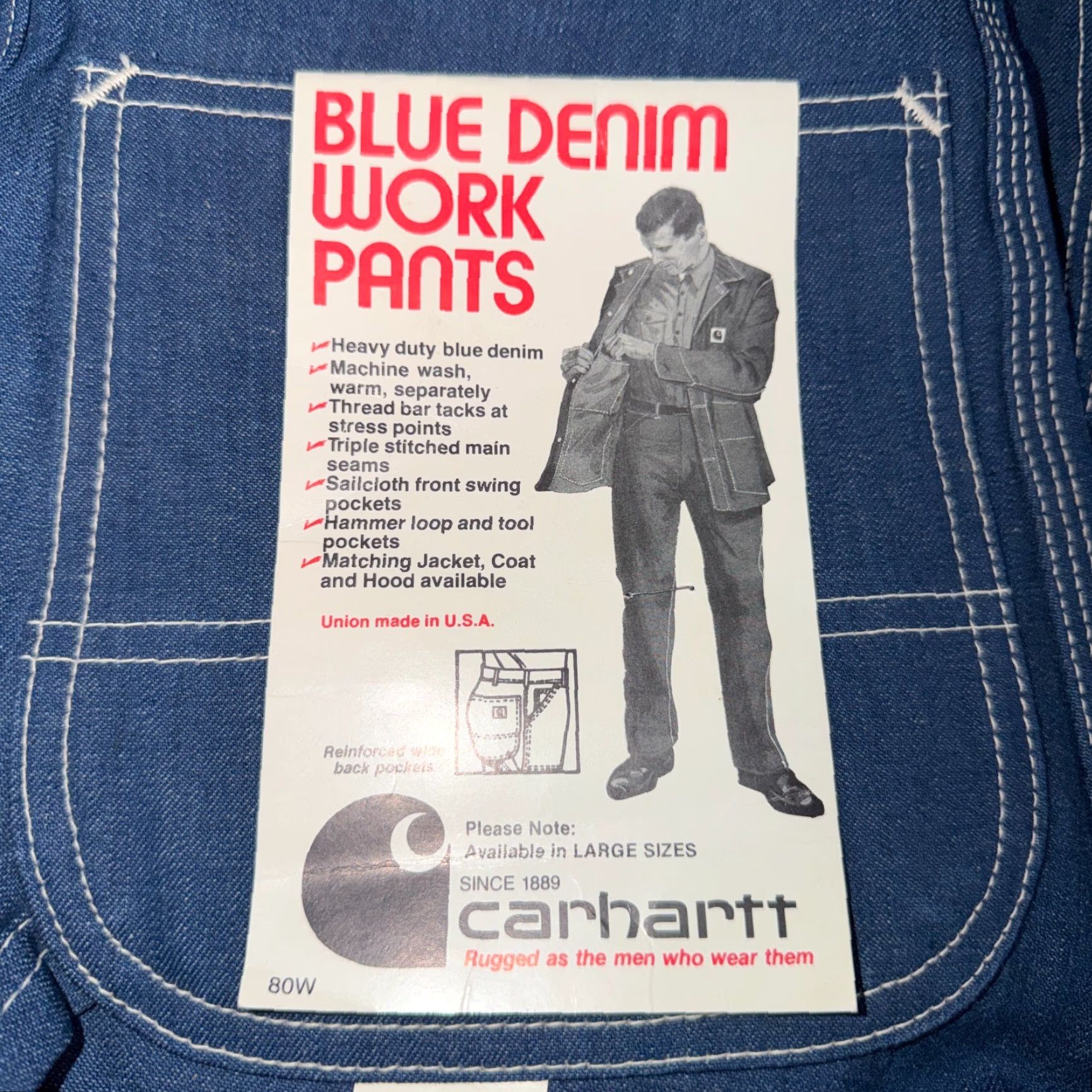 Carhartt VINTAGE Carhartt Denim Work Pants Jeans Carpenter 30x32 Blue 1970s USA Union Tags Mens Mens (or "Mens" at end) Size US 30 / EU 46 - 2 Thumbnail
