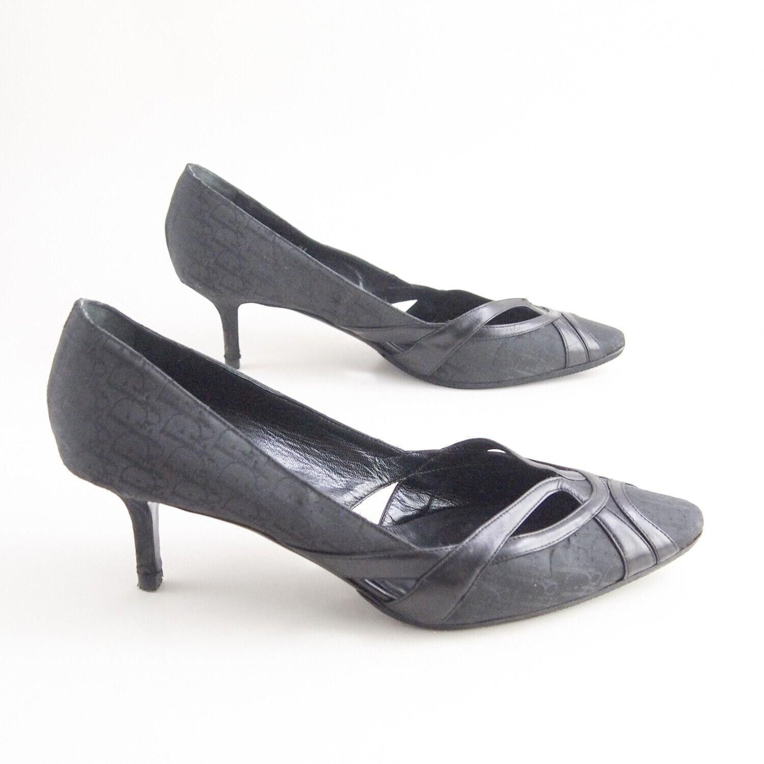 Dior Dior Oblique Heels Black Leather Fabric Womens US 9 EU 39 Size US 9 / IT 39 - 5 Thumbnail