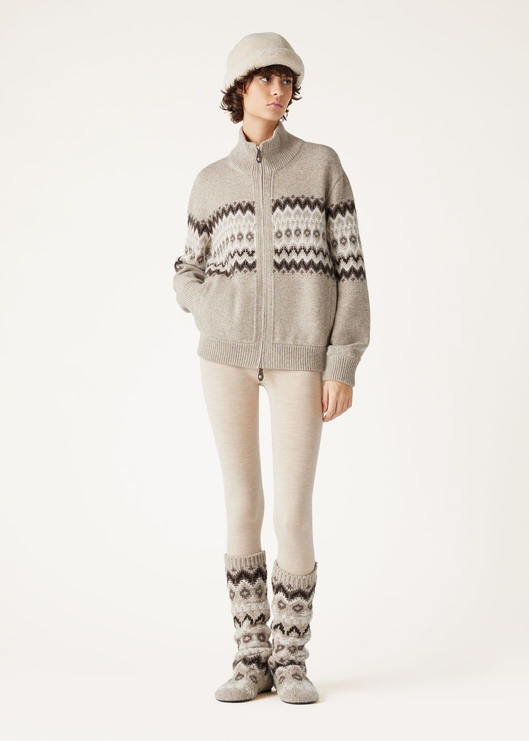 Loro Piana o1w1db10825 FAO6313 Alpe Pile Bomber Sweater in Grey Size S / US 4 / IT 40 - 2 Thumbnail