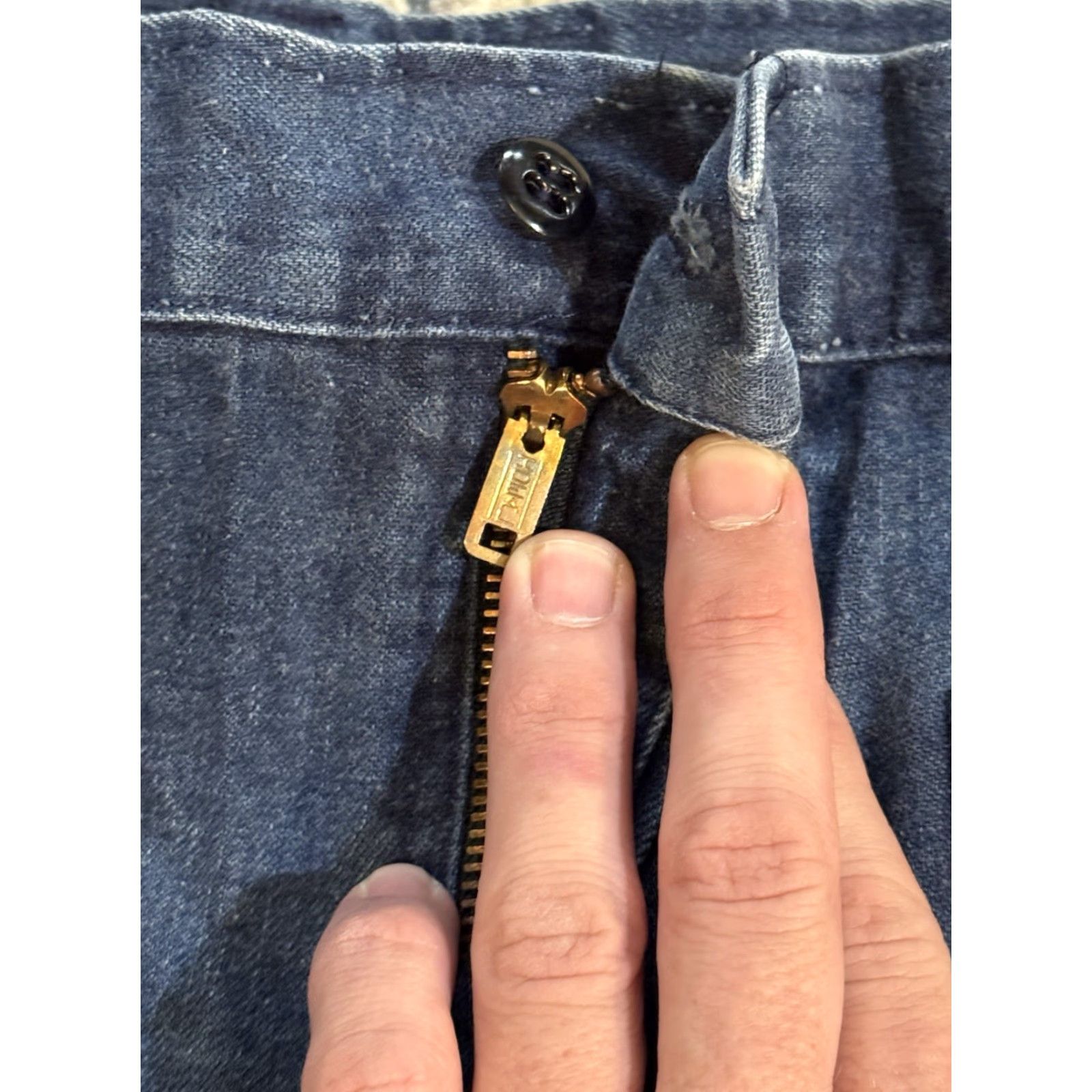 Vintage VTG 80s Seafarer US Navy Denim Utility Trousers Jeans Men’s Flare Bottom 33x26 Size US 33 - 4 Thumbnail