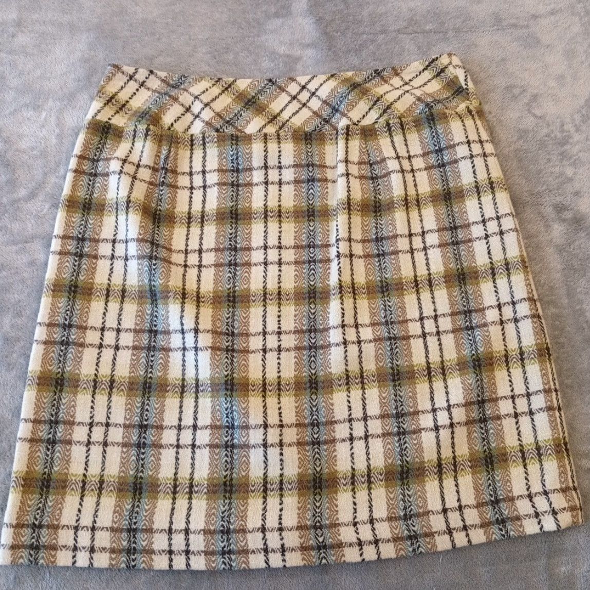 Ann Taylor Ann Taylor Skirt Petites Knee Length Pencil Lined Green plaid 10P Women Vintage No 2010s? Size 32" / US 10 / IT 46 - 5 Thumbnail