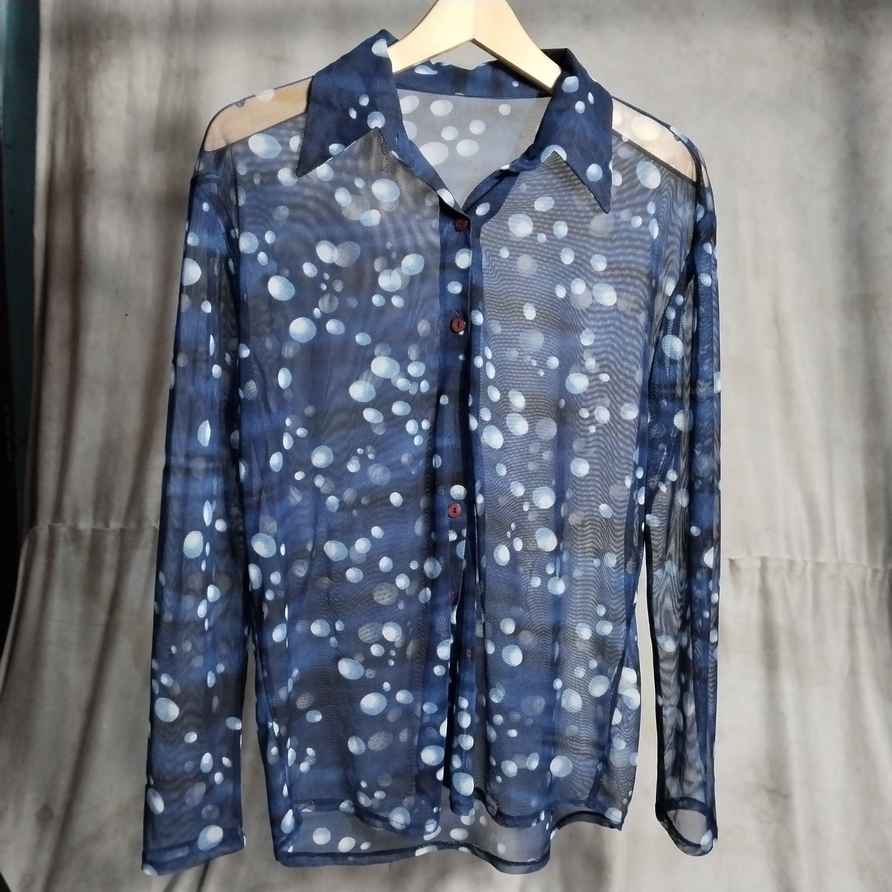 Japanese Brand A.Fasion polkadot pattern mesh shirt Size US M / EU 48-50 / 2 - 1 Thumbnail