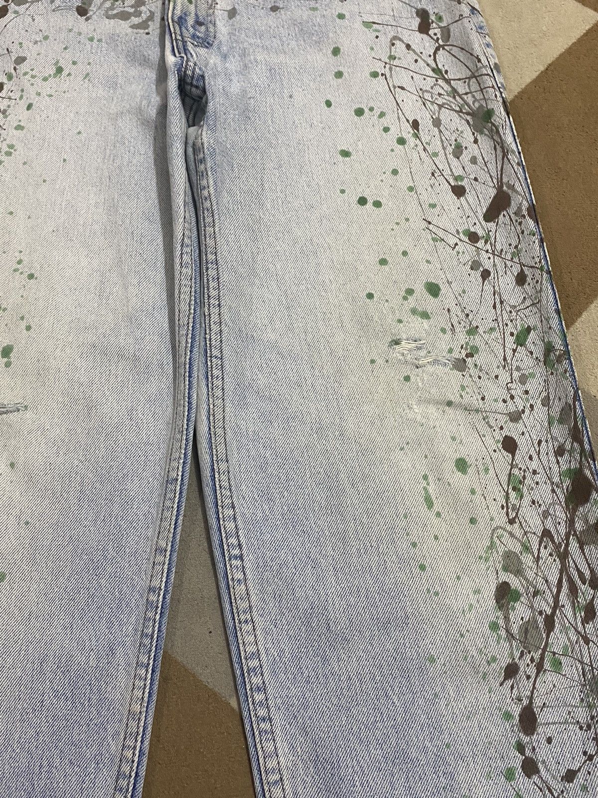 Levi's Made & Crafted Vintage 90’s Levis Leather Hybrid Denim Paint Splatter Jeans Size US 33 - 10 Thumbnail