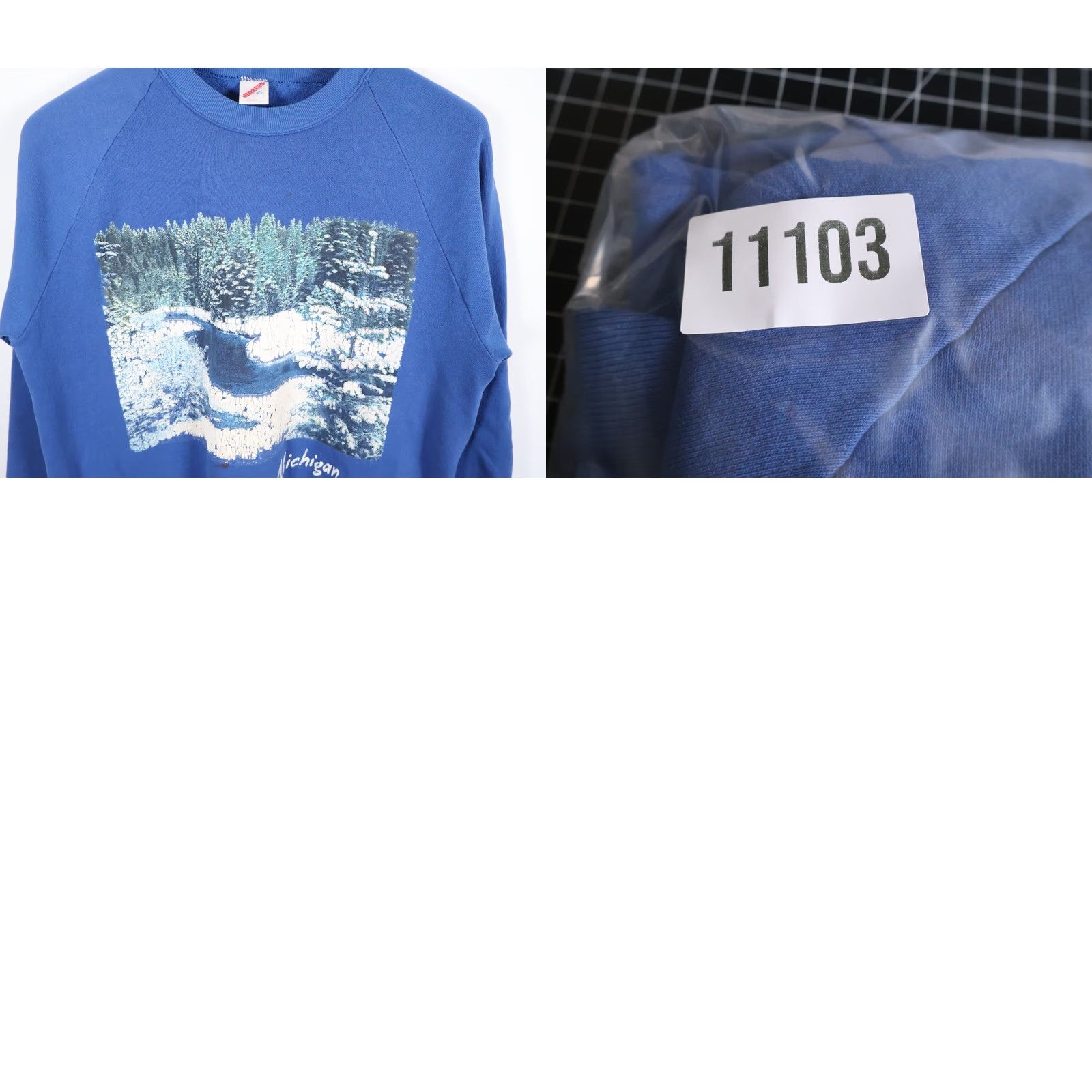 Jerzees VINTAGE Jerzees Michigan Scenic Winter Sweatshirt Raglan Sleeves L-XL Blue Women's Classic Crewneck VTG Size L / US 10 / IT 46 - 9 Thumbnail