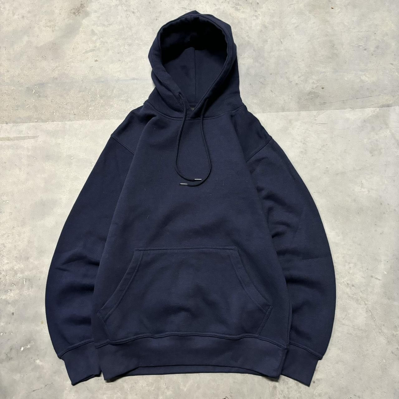 Japanese Brand × Vintage Crazy Vintage Y2K/2000s Navy Blue Blank Essential Pullover Hoodie! Size US S / EU 44-46 / 1 - 1 Thumbnail
