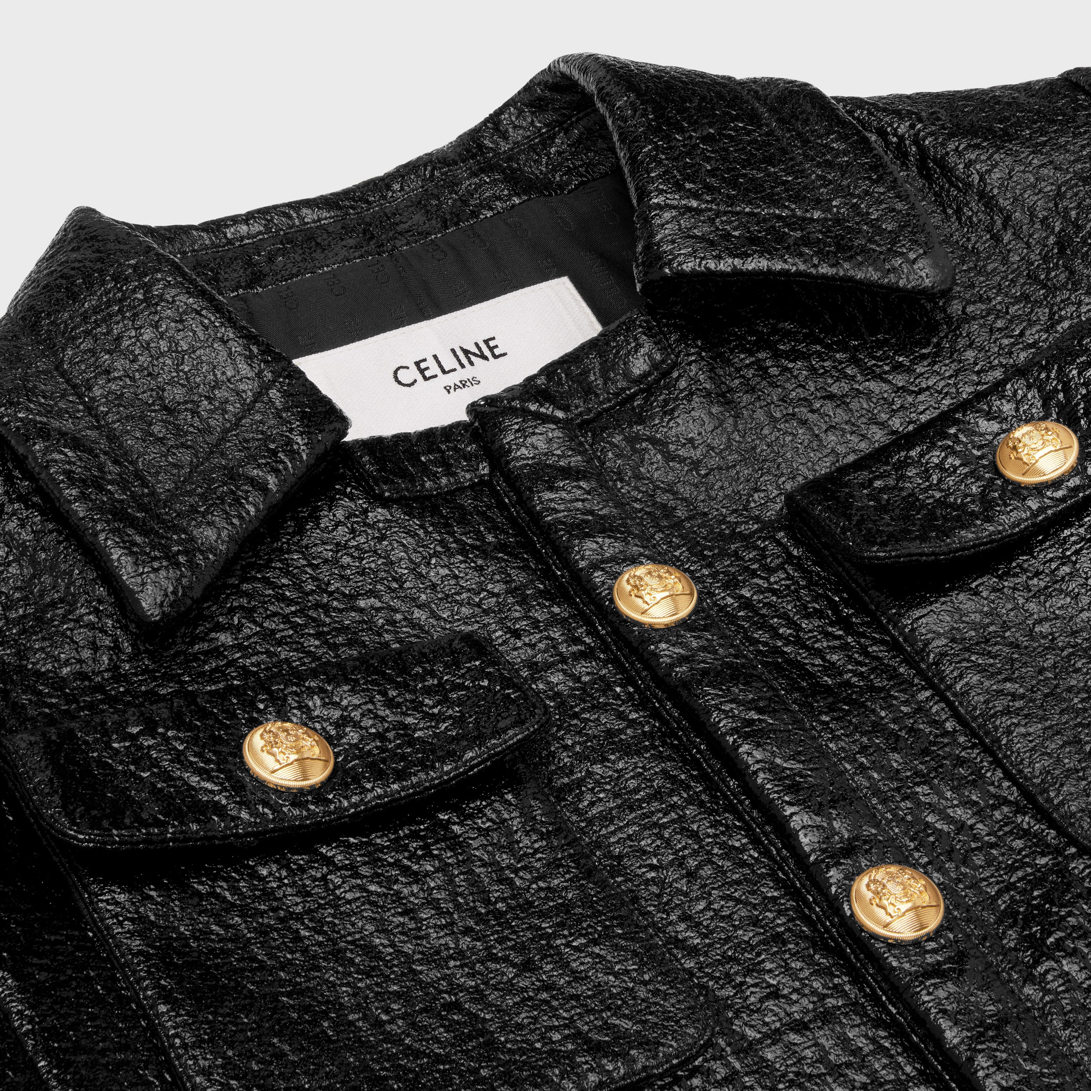 Celine o1bcso1str0725 2V97O7 Cropped Chelsea Jacket in Nior Brilant Size XS / US 0-2 / IT 36-38 - 3 Thumbnail