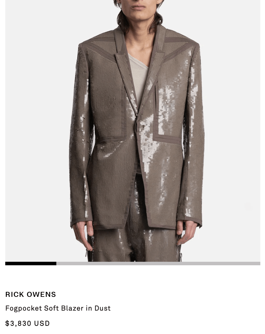 Rick Owens 💥$4K SAMPLE SEQUIN FOGPOCKET NEUE ALICE BLAZER JACKET Size S / US 4 / IT 40 - 3 Thumbnail