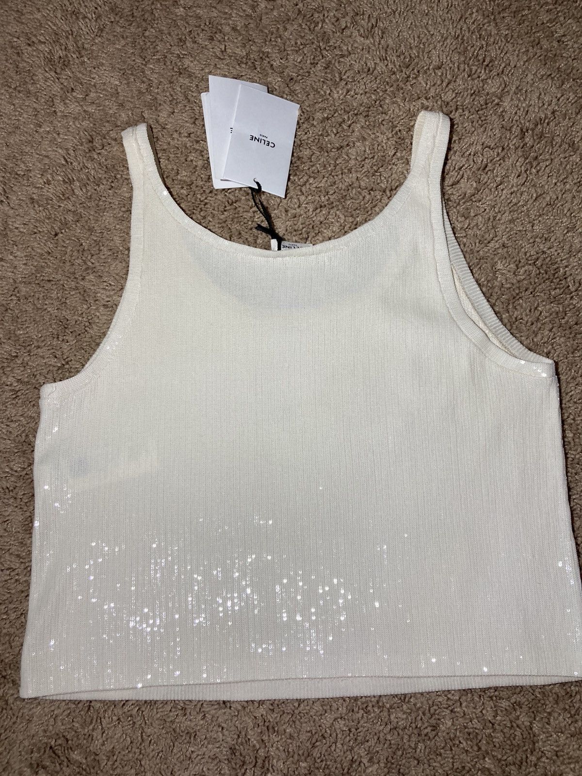 Celine × Hedi Slimane New AW23 Celine Silk Sequin Tank Top Cream 2023 Hedi Slimane Size US M / EU 48-50 / 2 - 3 Thumbnail
