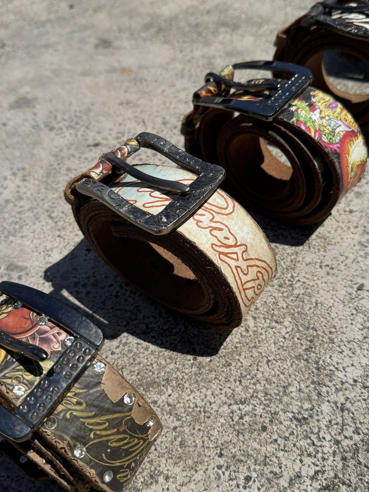 Ed Hardy × Vintage Ed Hardy X Christian Audigier Tattoo Art Leather Belts Size ONE SIZE - 1 Thumbnail