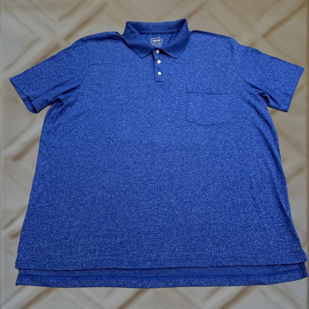 Vintage The Foundry Polo Shirt Men 3XL Heather Blue Short Sleeve Pocket Casual Size US XXL / EU 58 / 5 - 1 Thumbnail