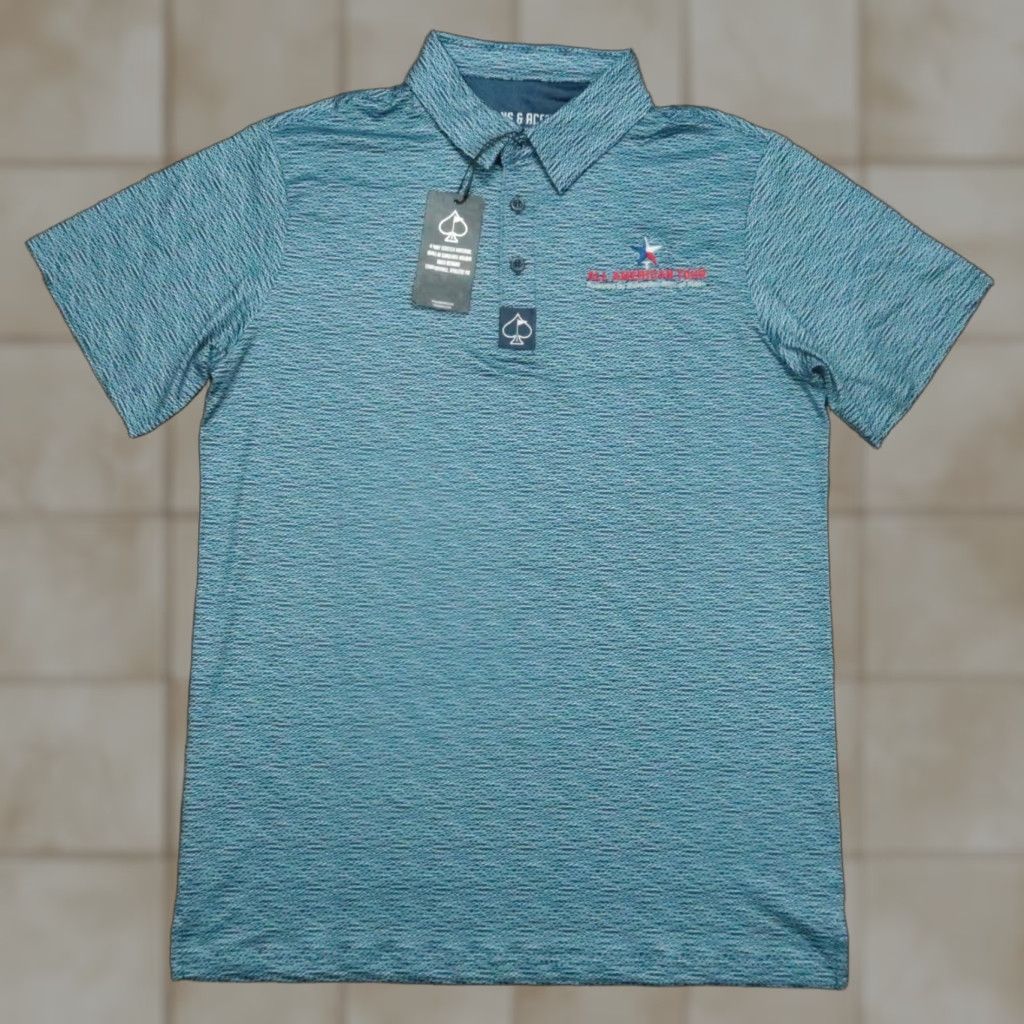Vintage Pins & Aces Shirt Mens Medium Blue Performance Polo All American Tour NWT Size US M / EU 48-50 / 2 - 1 Thumbnail