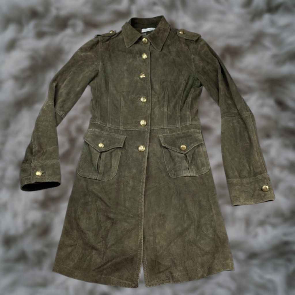 Vintage Laltramoda Women's Suede Leather Duster Jacket Green Italy Size 42 IT) Size M / US 6-8 / IT 42-44 - 1 Thumbnail