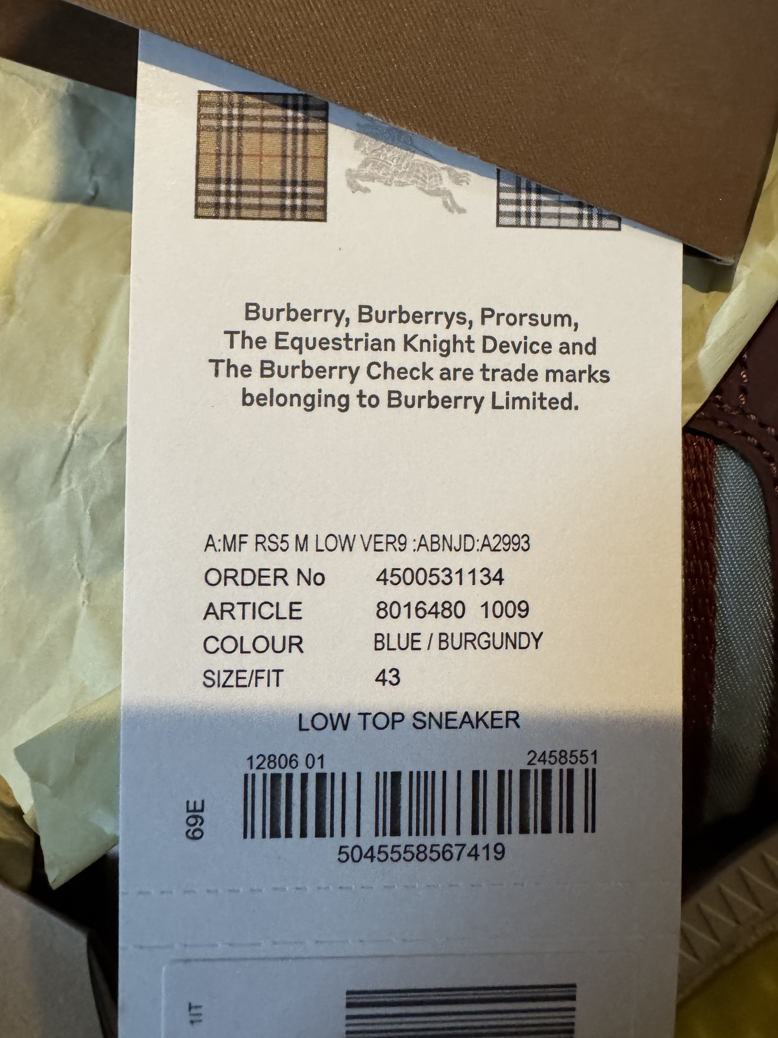 Burberry RS5 Size US 10.5 / EU 43-44 - 5 Thumbnail