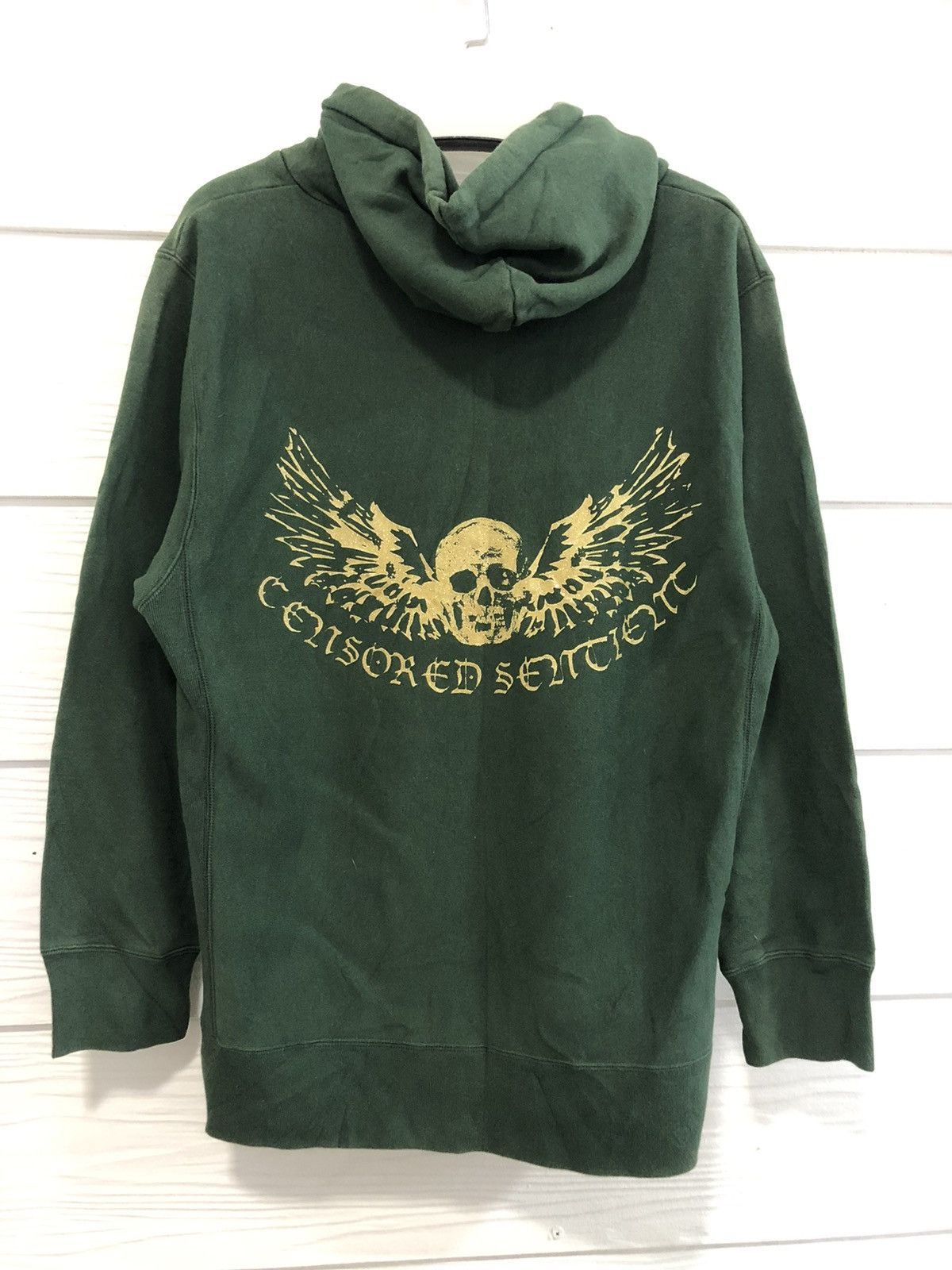 image of Seditionaries x Skulls Japan Streetwear Censored Sentient Zipper Hoodie in Green, Men's (Size Large