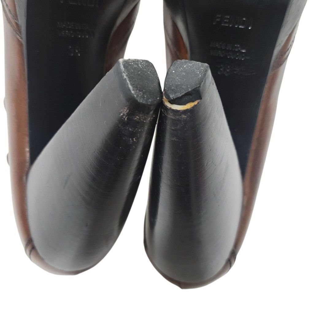 Fendi FENDI Authentic Women Open Toe Block Heel Shoes Brown EU 38 Size US 7 / IT 37 - 15 Thumbnail