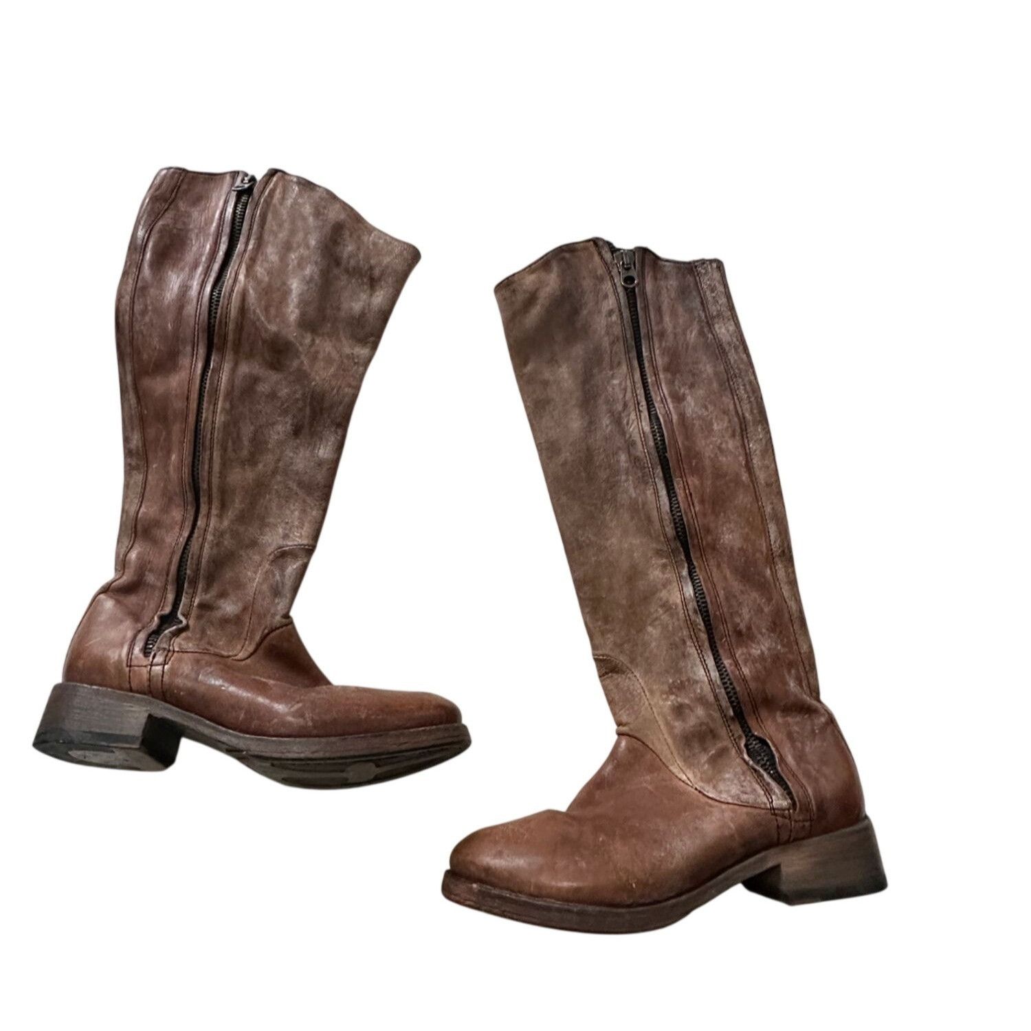 Other Nylo Distressed Leather Tall Double Zip Boots EU 39 Size US 9 / IT 39 - 2 Thumbnail