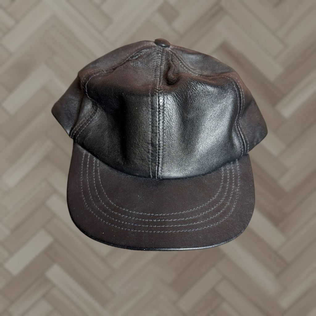Vintage VINTAGE Bagazio Leather Hat Black Unisex Ballcap Baseball Cap Casual Retro Wide Brim Lined Lightweight One Size Adult Unisex Men Women Men Women Size ONE SIZE - 1 Thumbnail