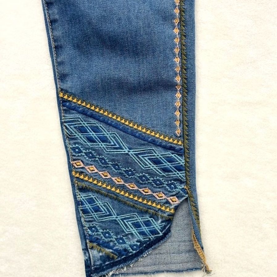 Vintage Driftwood Blue Aztec Jeans - Regular Fit Denim Size 29" - 3 Thumbnail