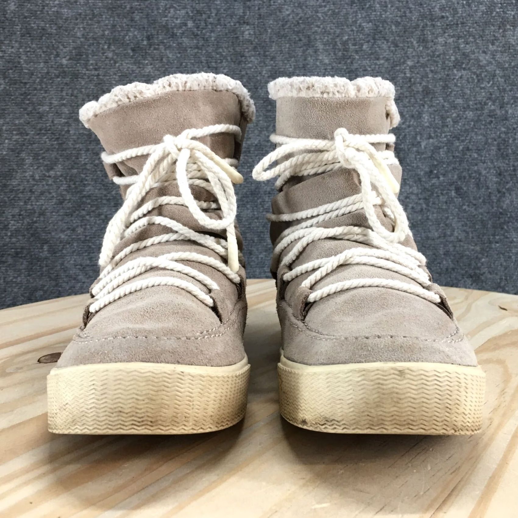 Toms TOMS Winter Boots Womens 7.5 Alpine Desert Taupe Lace Up Suede Faux Shearling Desert Boots Size US 8 / IT 38 - 7 Thumbnail