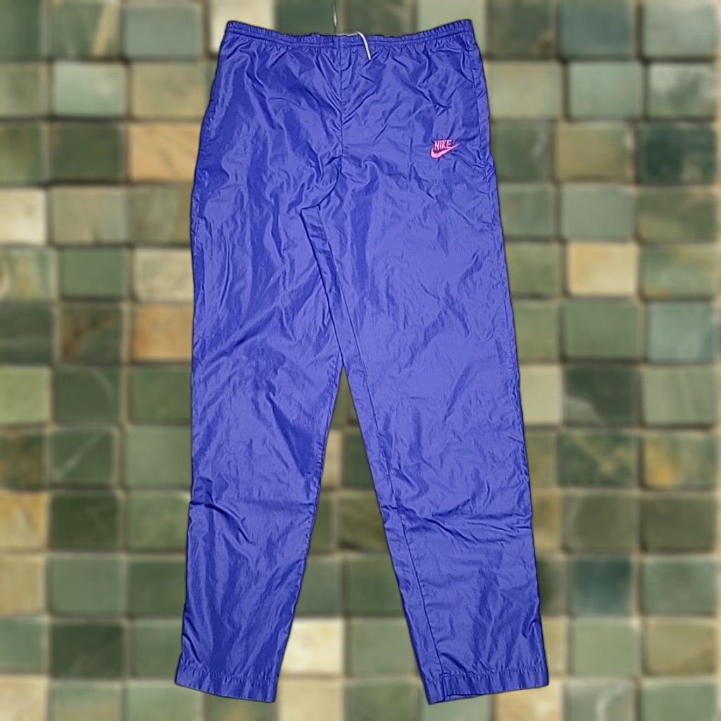 Nike VINTAGE Nike Track Pants Women MBlue Pink Windbreaker Jogger Swoosh 80s 90s Retro Size 32" / US 10 / IT 46 - 1 Thumbnail