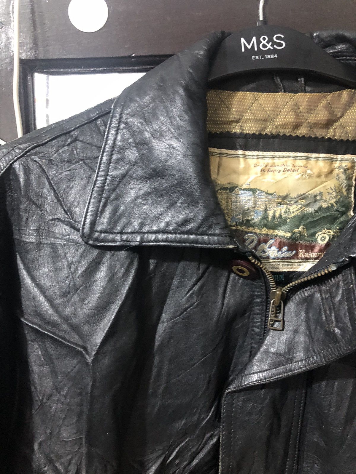 Vintage VINTAGE BLACK LEATHER JACKET PERL STEIN Size US M / EU 48-50 / 2 - 4 Thumbnail